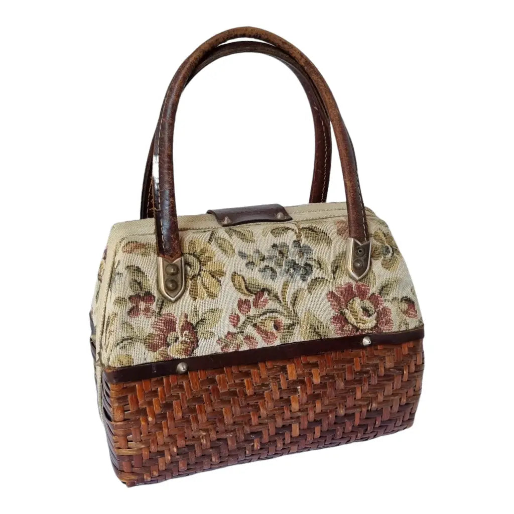 Bolso bowling de paja bolso vintage tejido tapizado