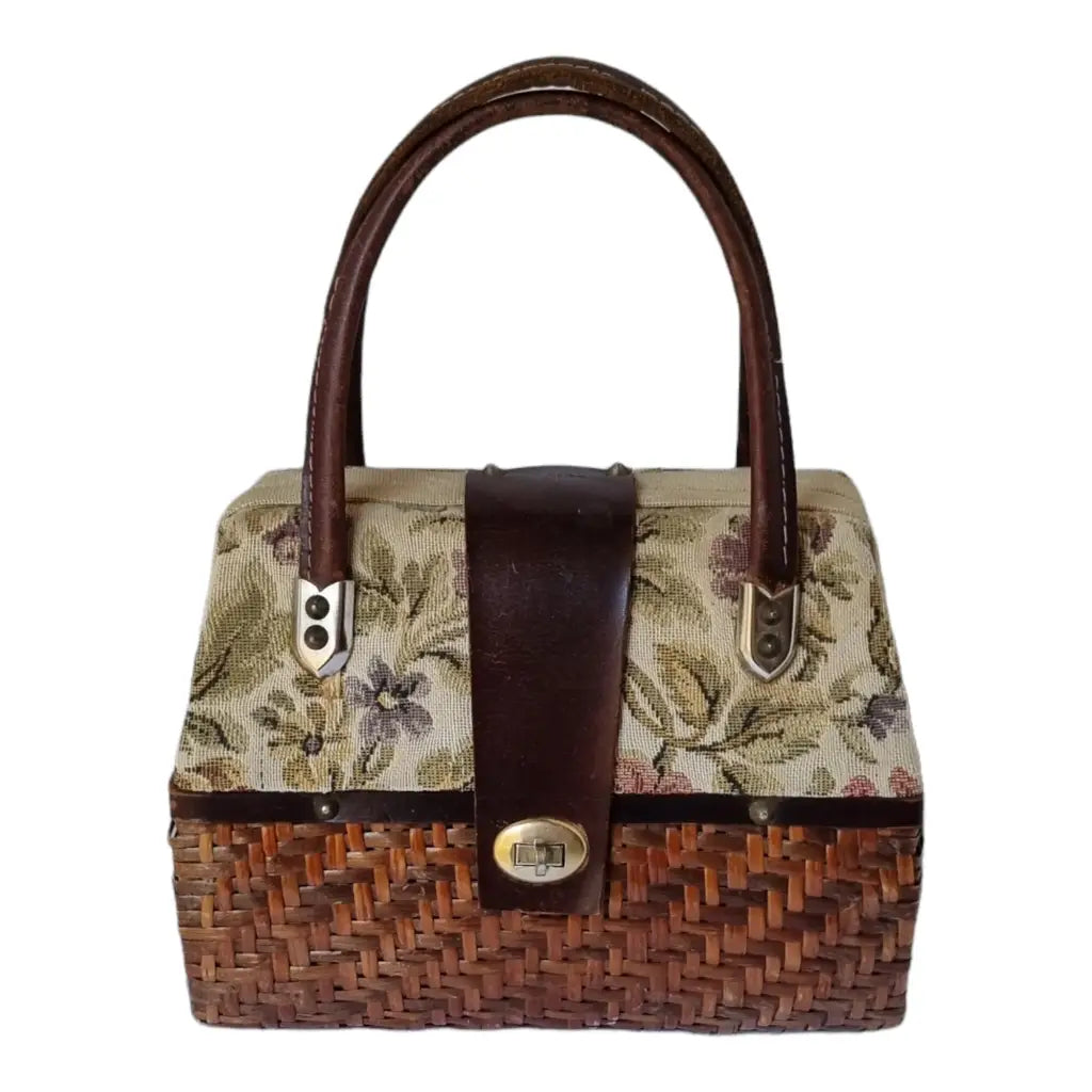 Bolso bowling de paja bolso vintage tejido tapizado