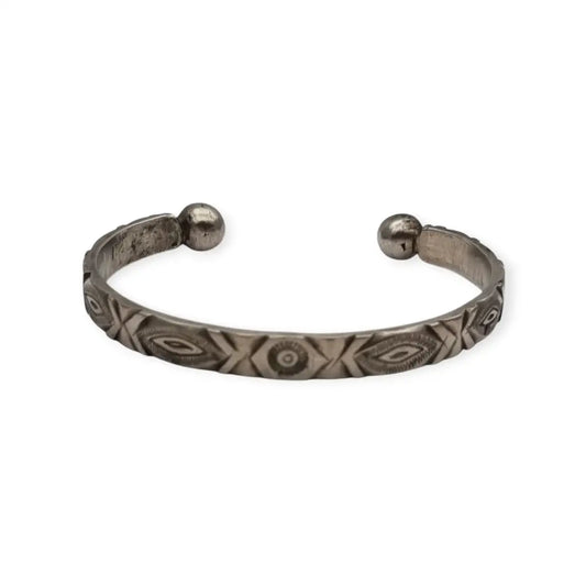 Brazalete africano tuareg vintage en plata grabada pulsera tribal étnica