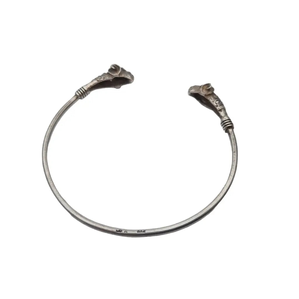 Brazalete de plata con cabeza carnero brazalete boho ajustable