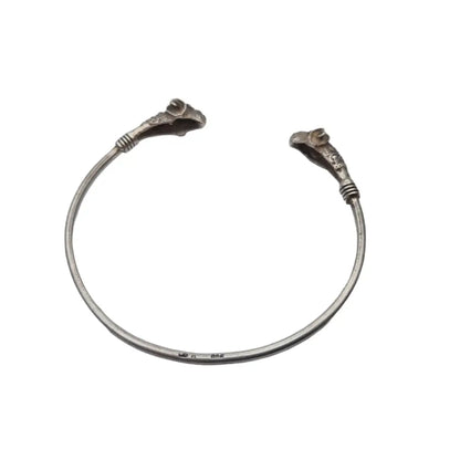 Brazalete de plata con cabeza carnero brazalete boho ajustable