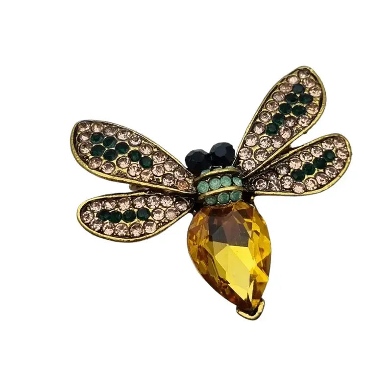 Broche de abeja bisutería alfiler amarillo y verde Circa 2000 Joyería antigua