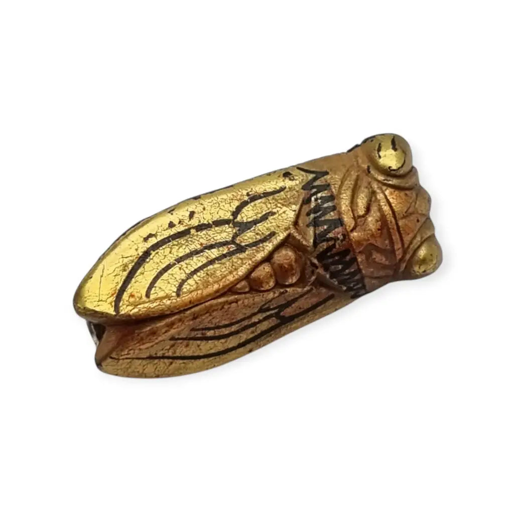 Broche antiguo cigarra francesa dorada Provenza circa 1940 Art Deco pequeño