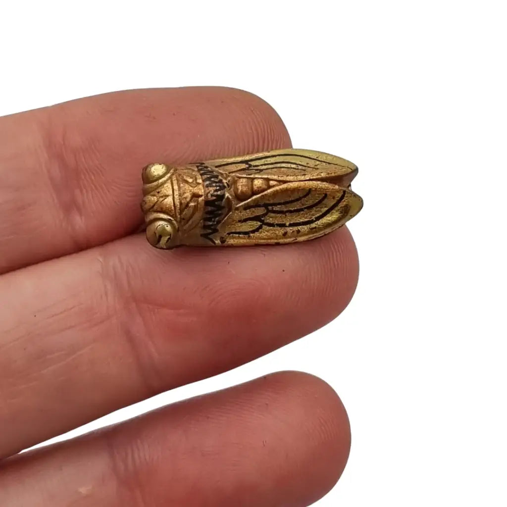 Broche antiguo cigarra francesa dorada Provenza circa 1940 Art Deco pequeño