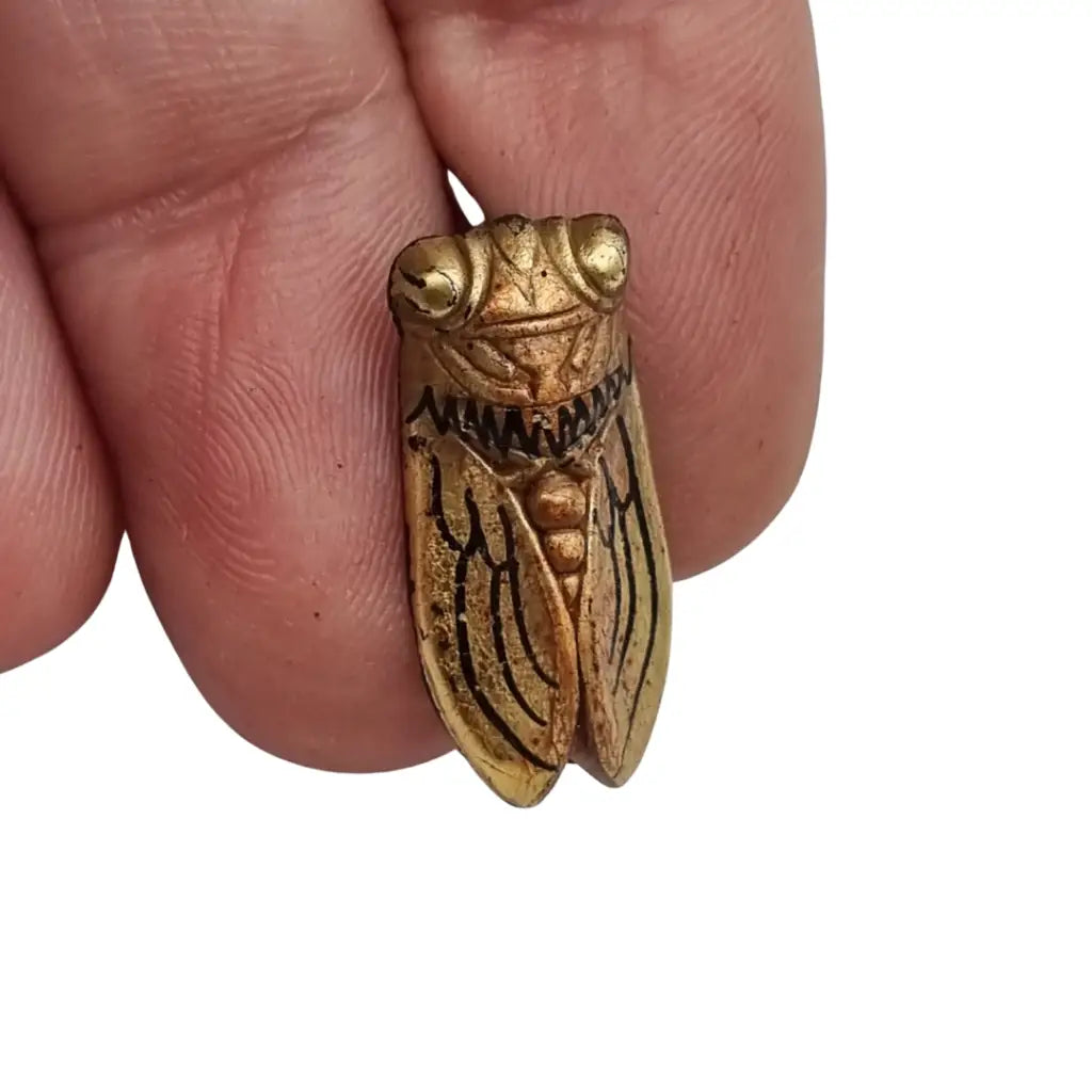 Broche antiguo cigarra francesa dorada Provenza circa 1940 Art Deco pequeño