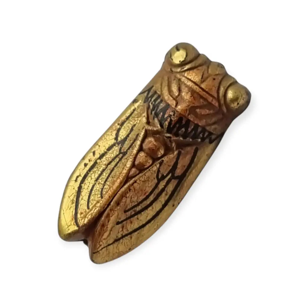 Broche antiguo cigarra francesa dorada Provenza circa 1940 Art Deco pequeño