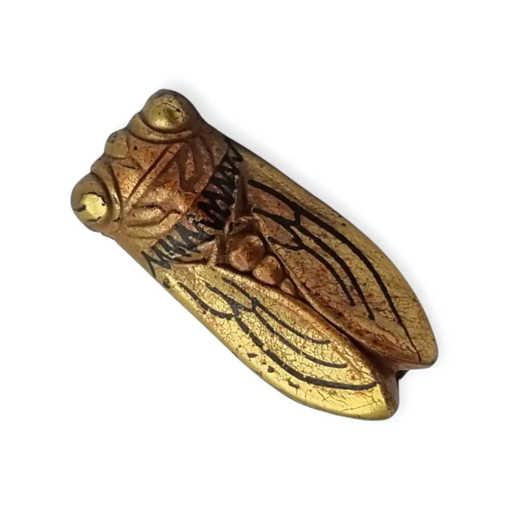 Broche antiguo cigarra francesa dorada Provenza circa 1940 Art Deco pequeño