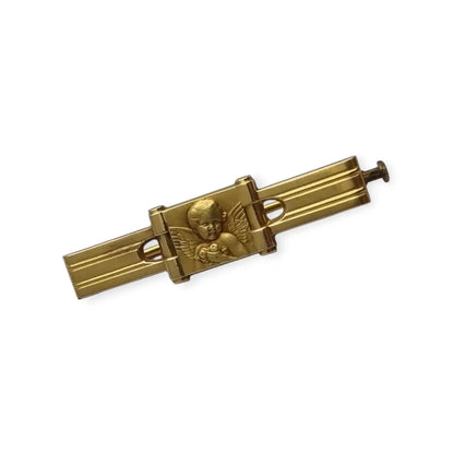 Broche antiguo FIX Art Déco francés con querubín pin de ángel oro