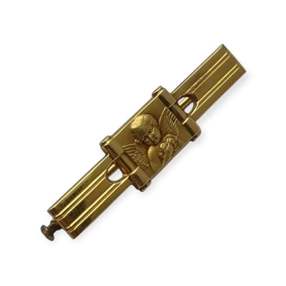 Broche antiguo FIX Art Déco francés con querubín pin de ángel oro