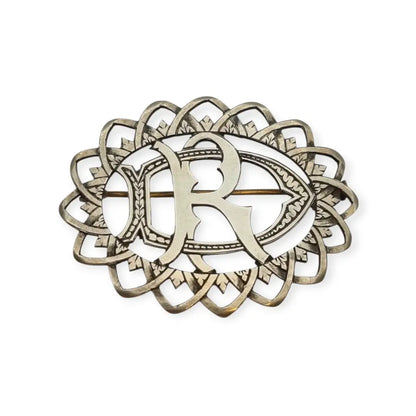 Broche antiguo iniciales “DR” o ’RD’ calado en plata Circa 1940. - LaBizarreSusu