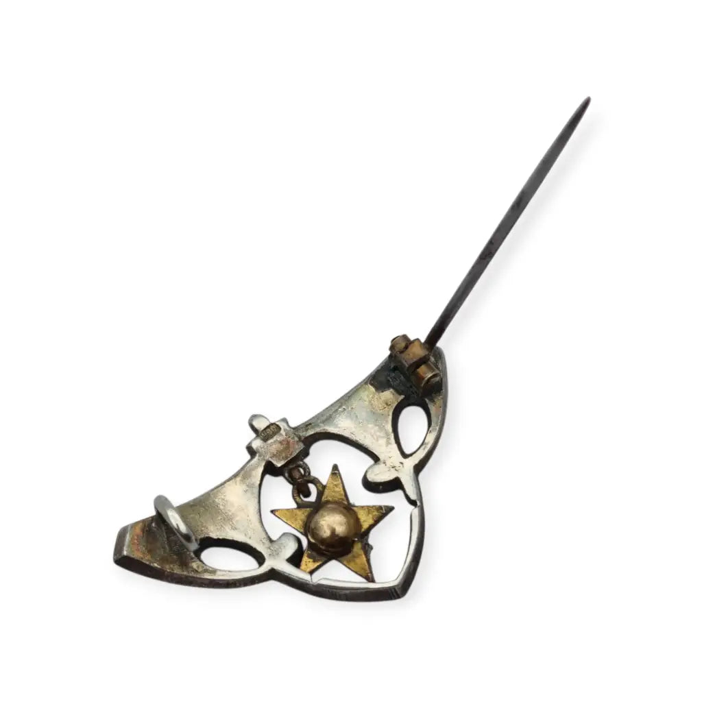 Broche antiguo de plata esmaltada modernista con estrella Art Nouveau 1920.