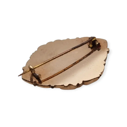 Broche antiguo Victoriano de estilo Biedermeier – nudo escultórico dorado