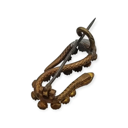 Broche antiguo victoriano en forma de serpiente con strass rosas