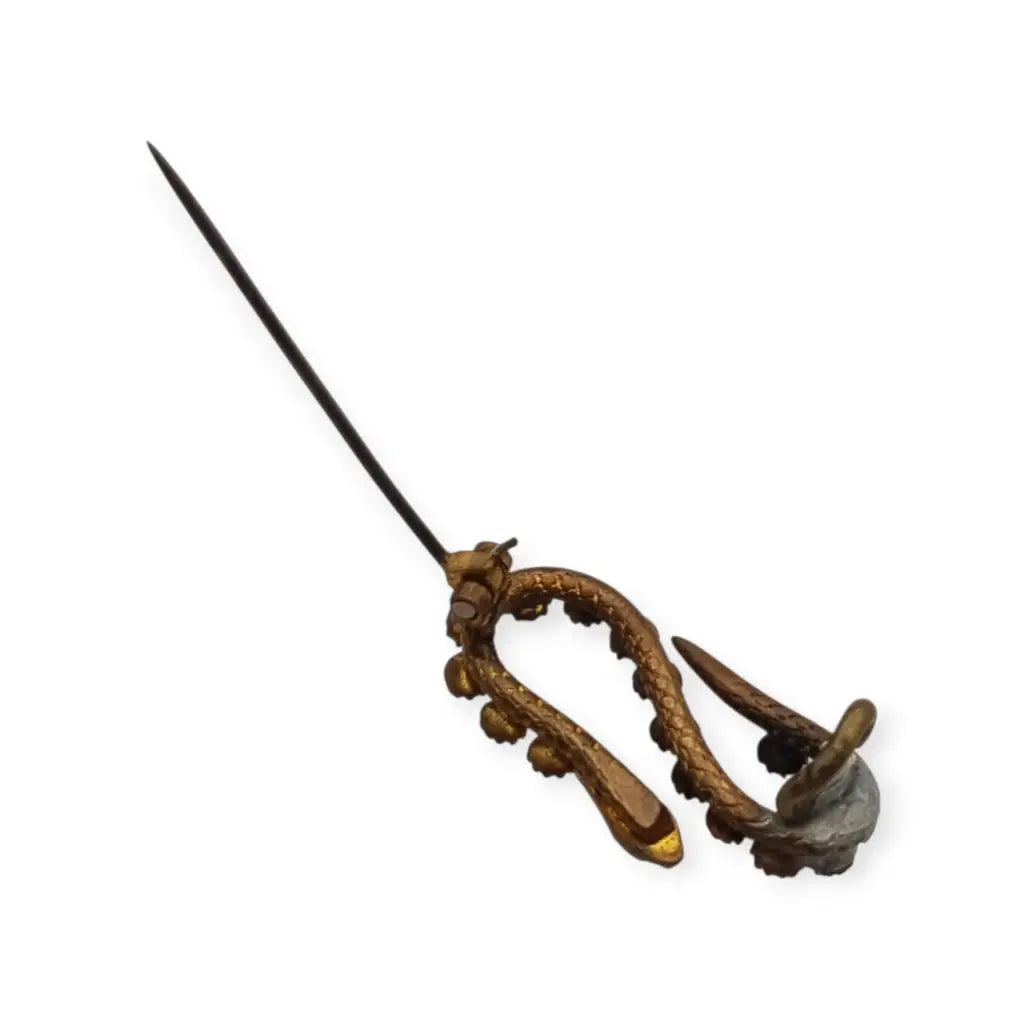 Broche antiguo victoriano en forma de serpiente con strass rosas