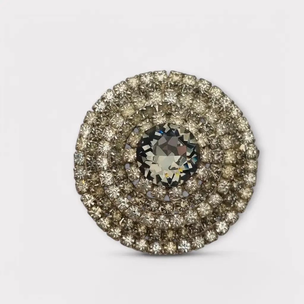 Broche Art Déco vintage con cristales en capas concéntricas circa 1950. Regalos