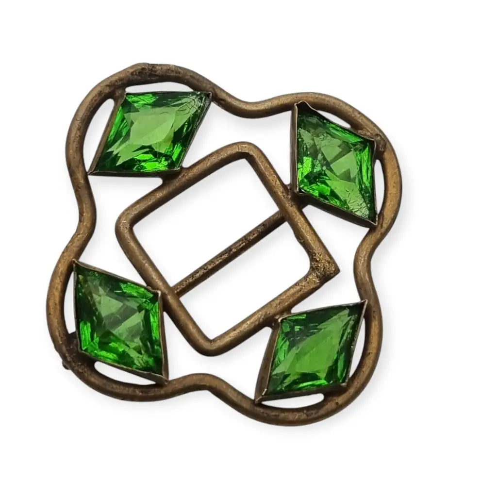 Broche Art Nouveau 1900 Vintage con Cristales Verdes. - LaBizarreSusu