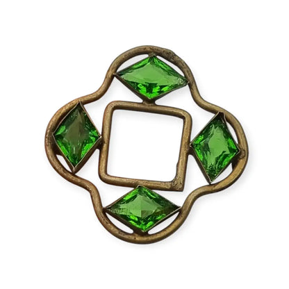 Broche Art Nouveau 1900 Vintage con Cristales Verdes. - LaBizarreSusu