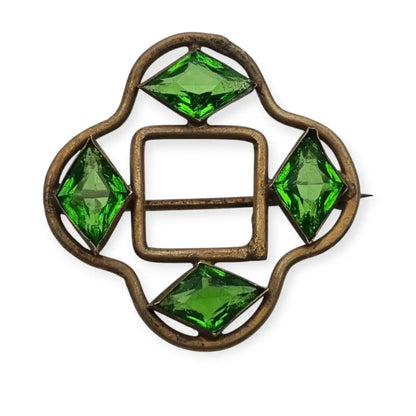 Broche Art Nouveau 1900 Vintage con Cristales Verdes. - LaBizarreSusu