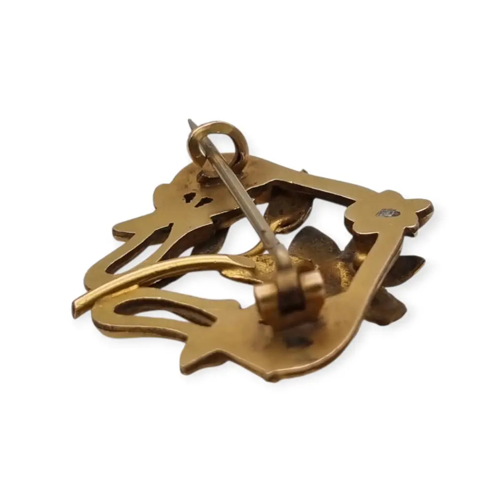 Broche Art Nouveau años 1910‑20 en metal dorado motivo floral. - LaBizarreSusu