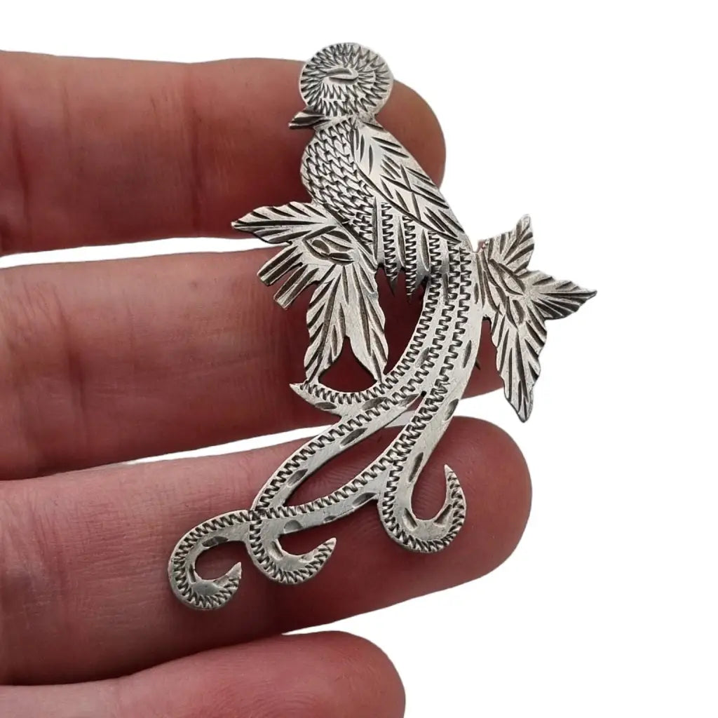 Broche Ave Quetzal Plata Pin Guatemala 900 Exotica Joyas etnicas