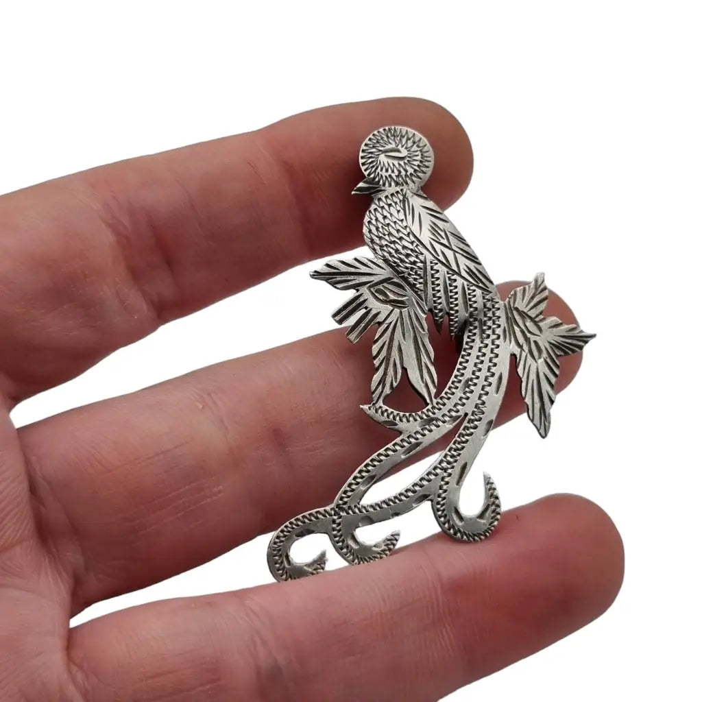 Broche Ave Quetzal Plata Pin Guatemala 900 Exotica Joyas etnicas