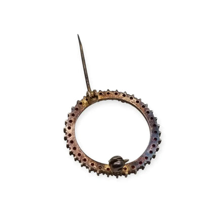 Broche Círculo Vintage de Granates en Tono Dorado Años 80 - LaBizarreSusu