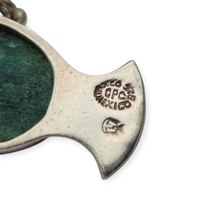 Broche colgante Cara vintage mexicano en plata 925 y piedra tallada Taxco CPC