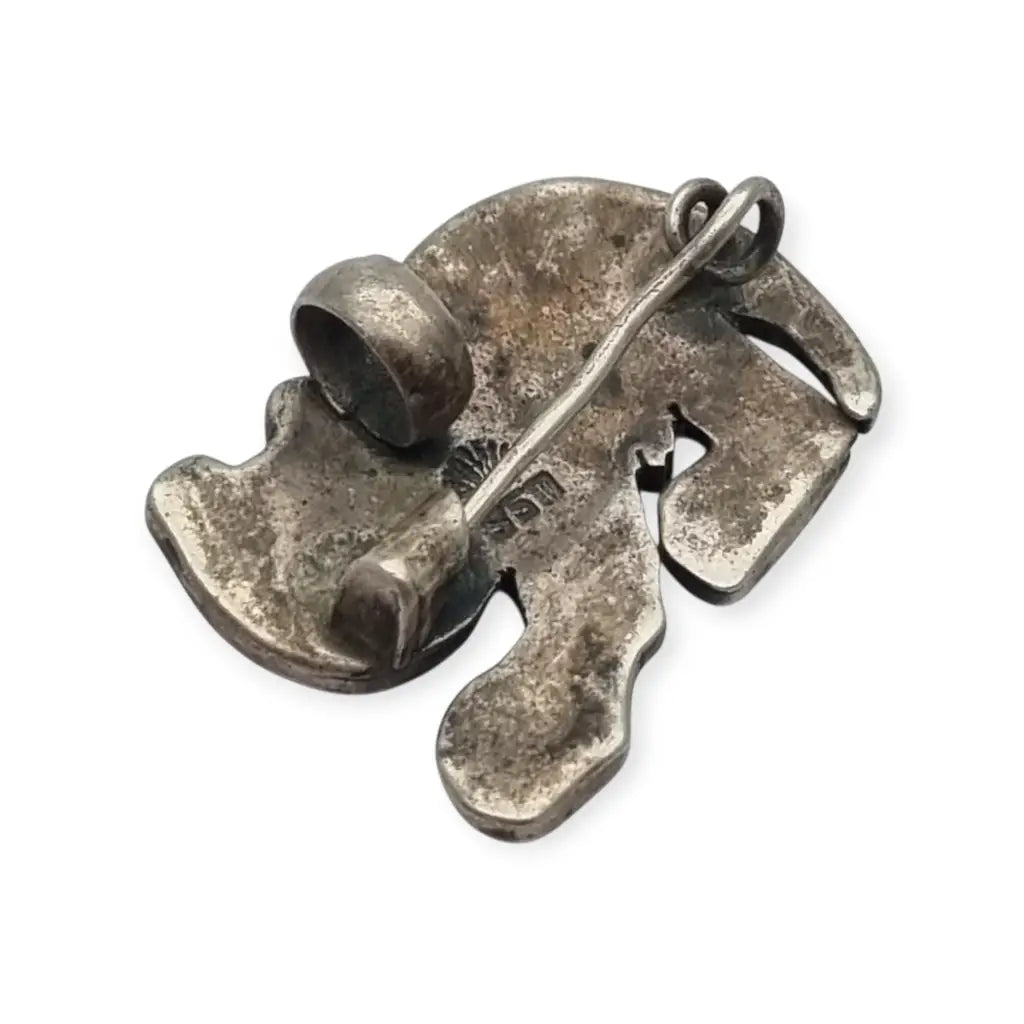 Broche y colgante de gato mexicano antiguo plata 950 con felino turquesa