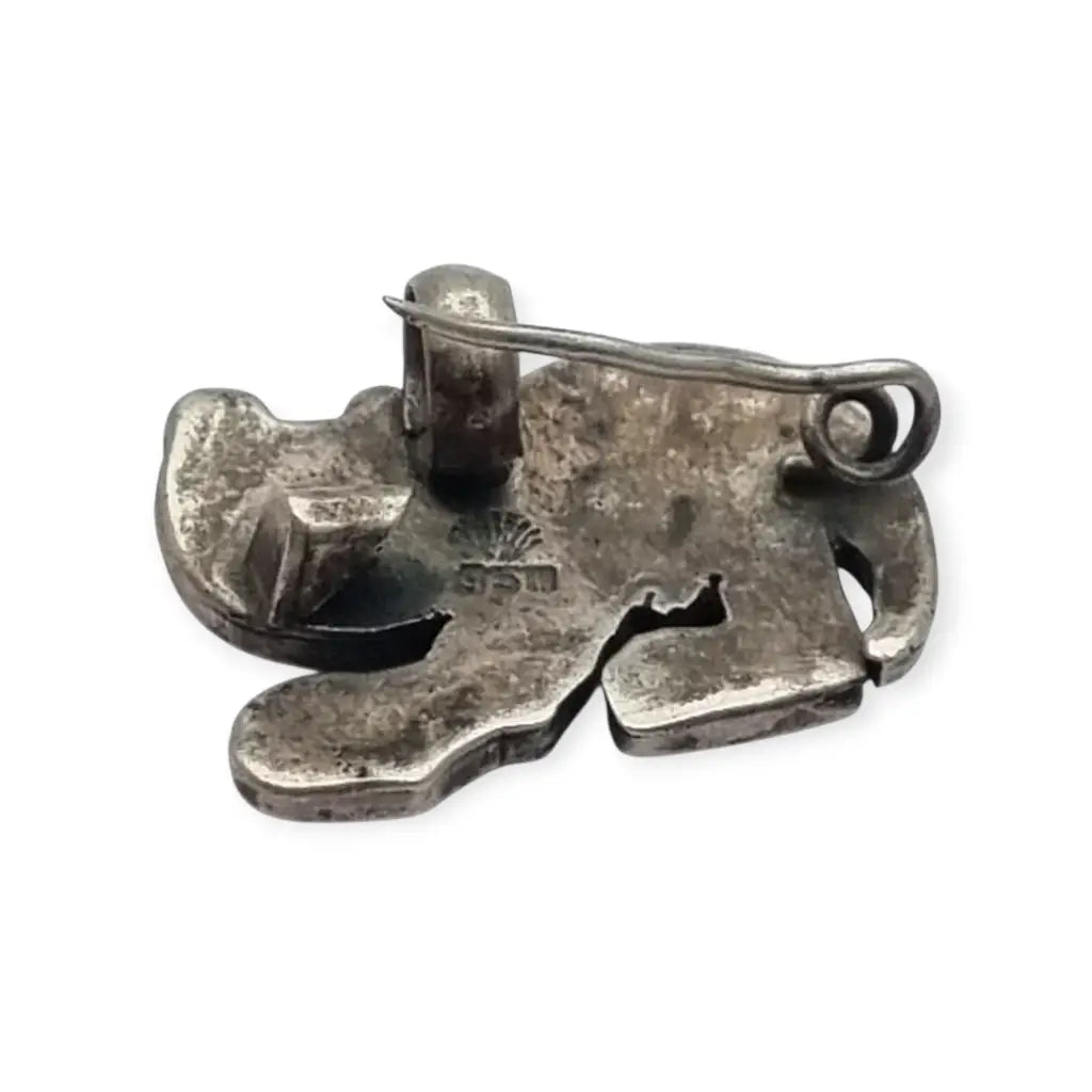 Broche y colgante de gato mexicano antiguo plata 950 con felino turquesa