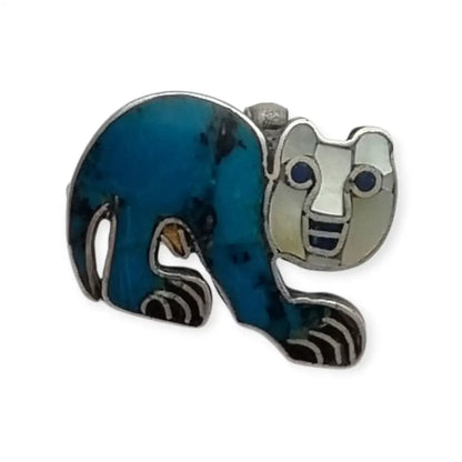 Broche y colgante de gato mexicano antiguo plata 950 con felino turquesa