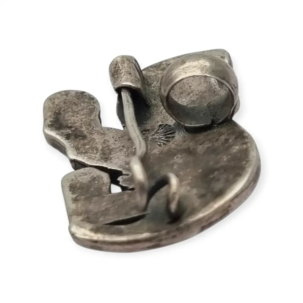Broche y colgante de gato mexicano antiguo plata 950 con felino turquesa