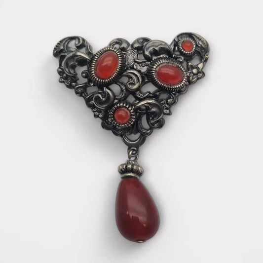 Broche de cuello mujer antiguo estilo barroco vintage con piedras