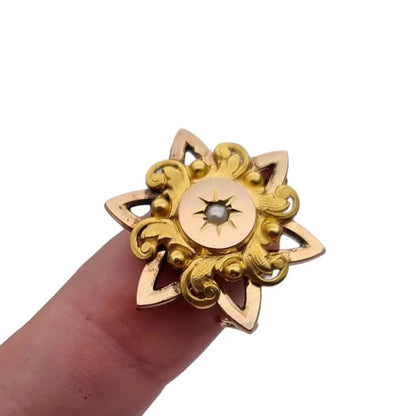 Broche de oro victoriano francés alfiler antiguo joyas estrellas regalos