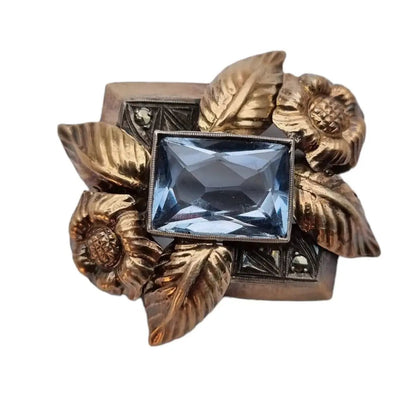 Broche art deco vintage boda de joyería azul regalo para la novia.