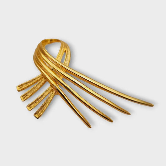 Broche dorado vintage de los años 80 joya llamativa la marca 1205 bisutería