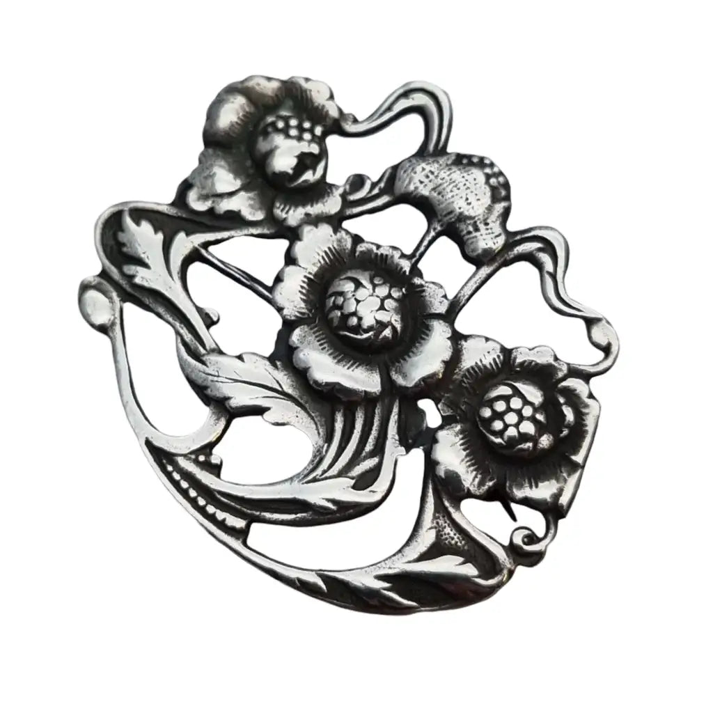 Broche de flores Art Nouveau solapa pin plata art nouveau broche