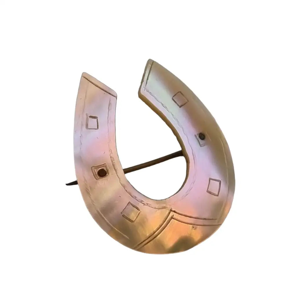 Broche de herradura nácar vintage pin la suerte joyas antiguas y vintage.