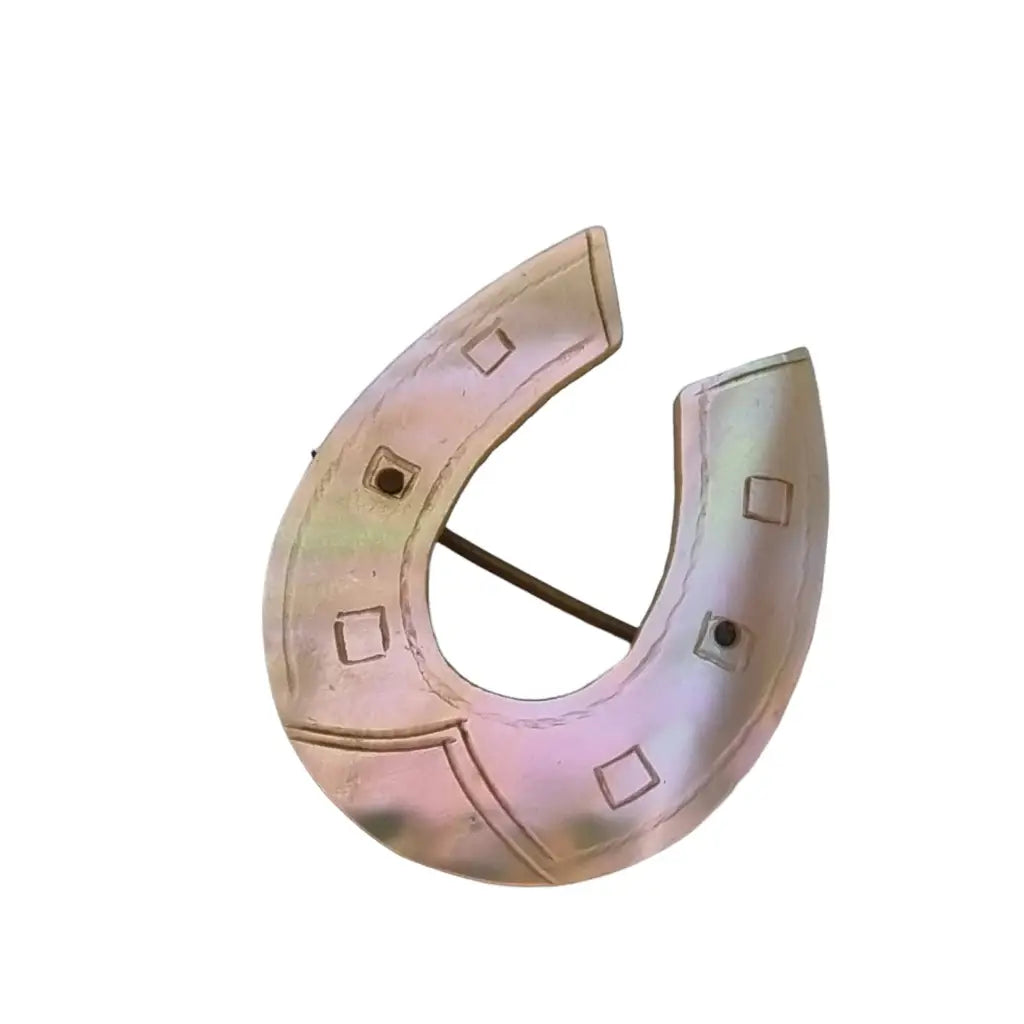 Broche de herradura nácar vintage pin la suerte joyas antiguas y vintage.