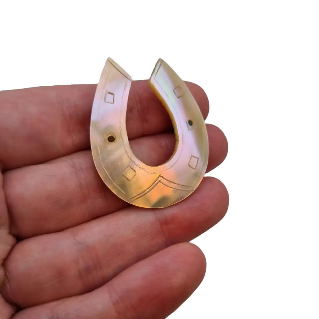 Broche de herradura nácar vintage pin la suerte joyas antiguas y vintage.