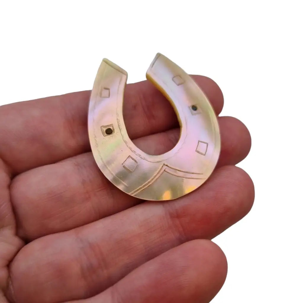 Broche de herradura nácar vintage pin la suerte joyas antiguas y vintage.