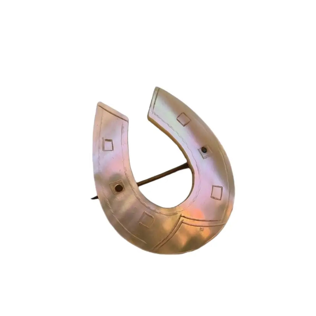 Broche de herradura nácar vintage pin la suerte joyas antiguas y vintage.