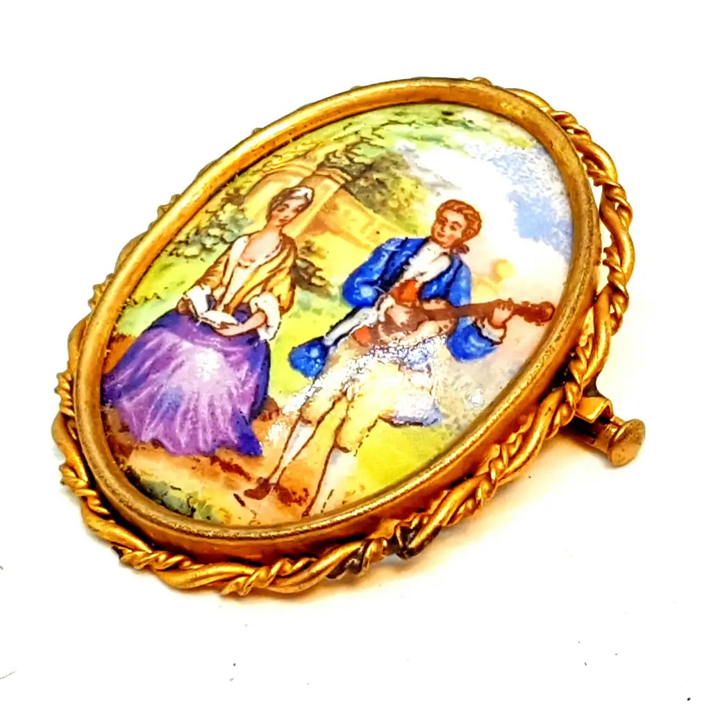 Broche de Limoges vintage pin francés porcelana Francia