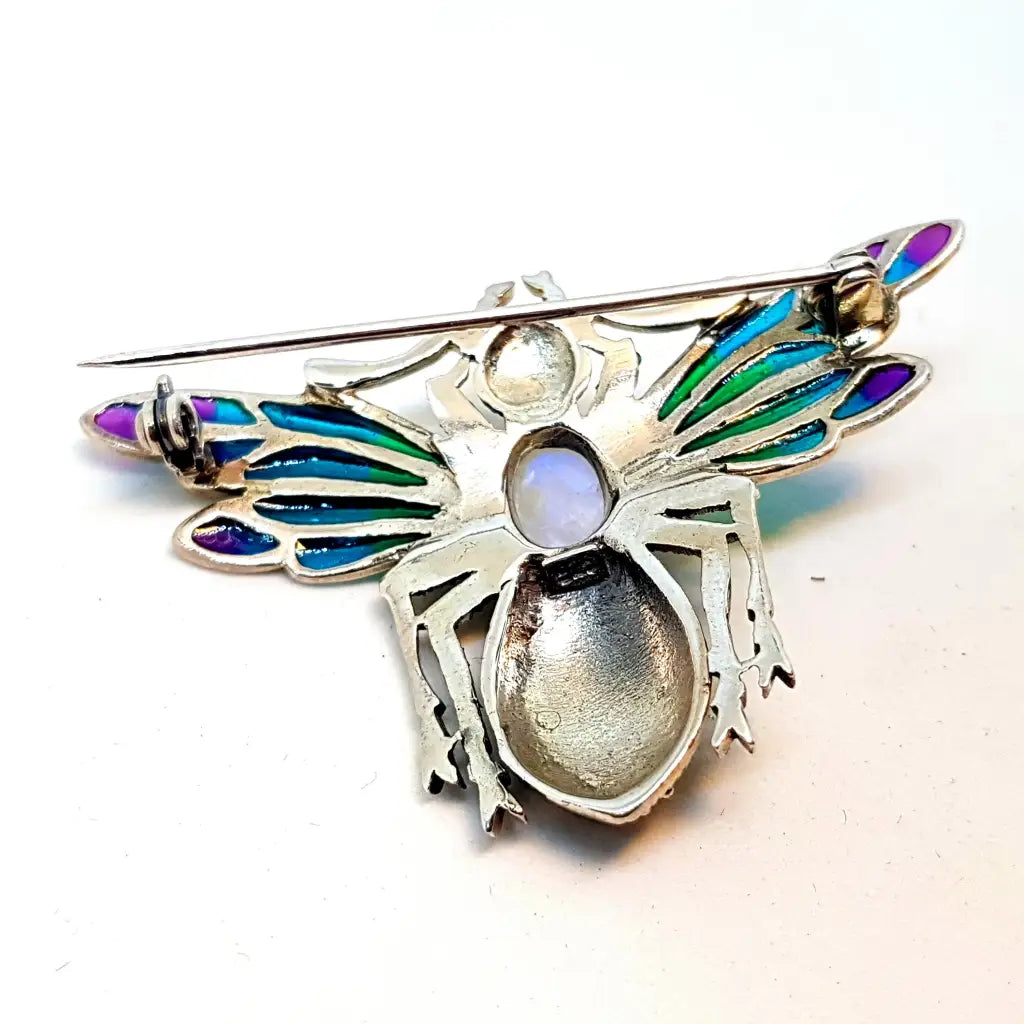 Broche de mosca art nouveau broche estilo modernista. Piedra la luna.