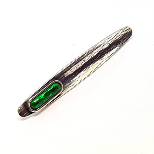 Broche de plata y esmalte verde vintage los 70 joyería antigua vintage.