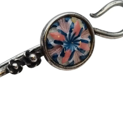 Broche de plata y esmalte vintage para mujer alfiler bufanda regalos.