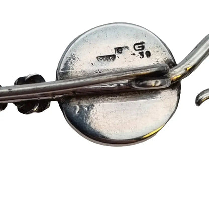 Broche de plata y esmalte vintage para mujer alfiler bufanda regalos.