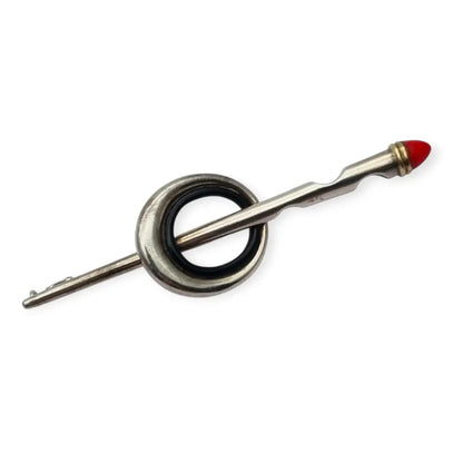 Broche de plata Puig Doria Barcelona alfiler capa con detalles en negro