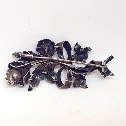 Broche ramo de flores coral pin plata y oro joyeria clasica para regalo vintage