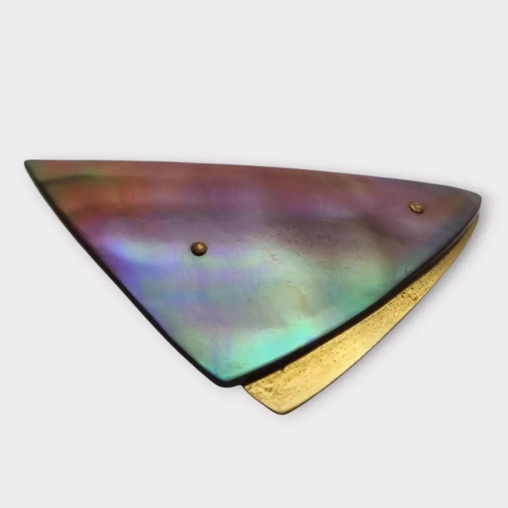 Broche triangular vintage GES. GESCH abulón iridiscente Alemania regalos