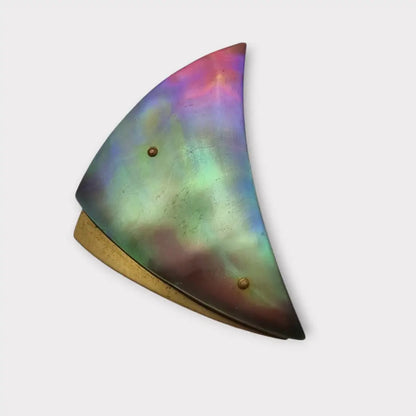 Broche triangular vintage GES. GESCH abulón iridiscente Alemania regalos